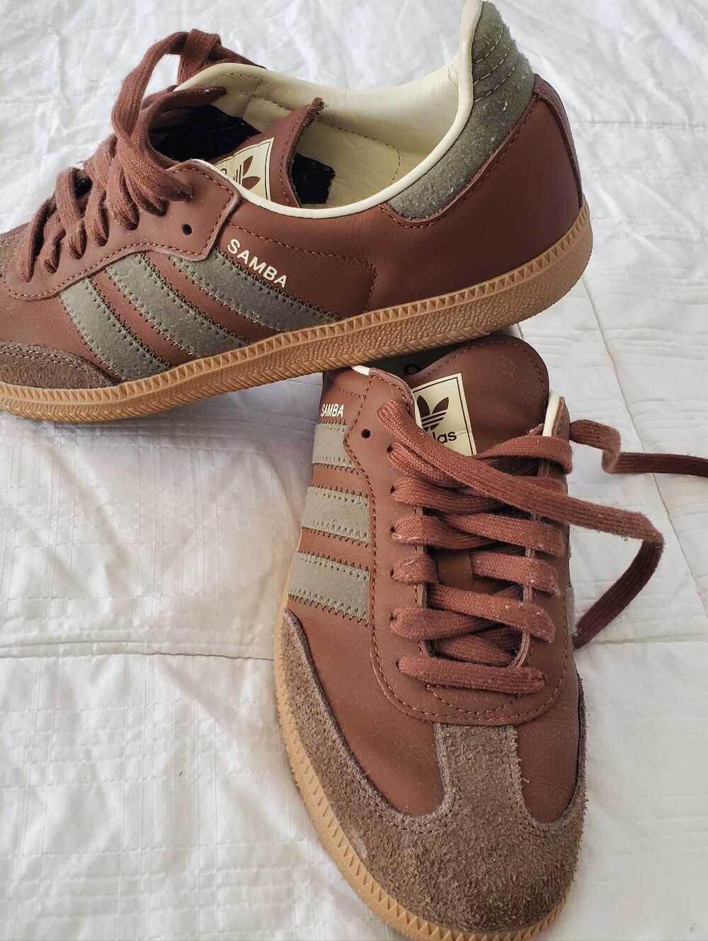 adidas Originals Samba Brown and Taupe Low-Top Sneakers - Picture 2 of 6
